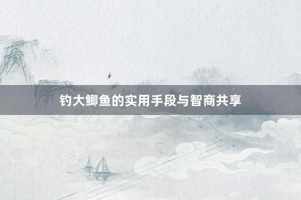 钓大鲫鱼的实用手段与智商共享